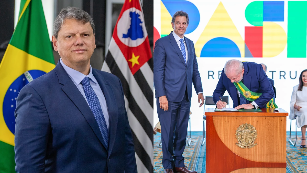 Governador Tarcísio de Freitas e o ex-prefeito Fernando Haddad, candidatos ao governo de São Paulo que gastaram R$ 2,2 milhões em anúncios nas redes sociais